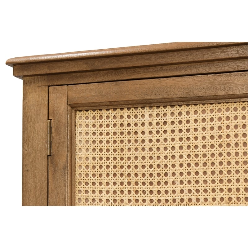 Otis Tall Cabinet with 2 Doors and 2 Drawers in Wheat Finish on Solid Wood