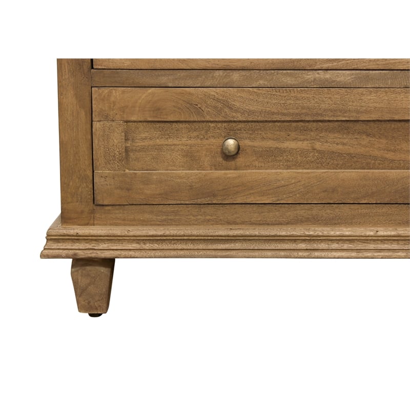 Otis Tall Cabinet with 2 Doors and 2 Drawers in Wheat Finish on Solid Wood