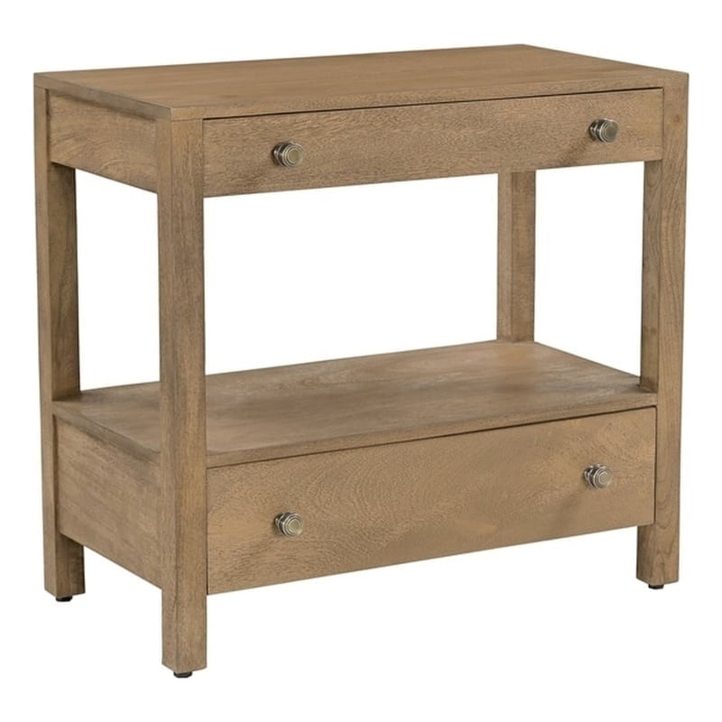 Otis Night Stand with 2 Drawers in Wheat Finish on Solid Wood