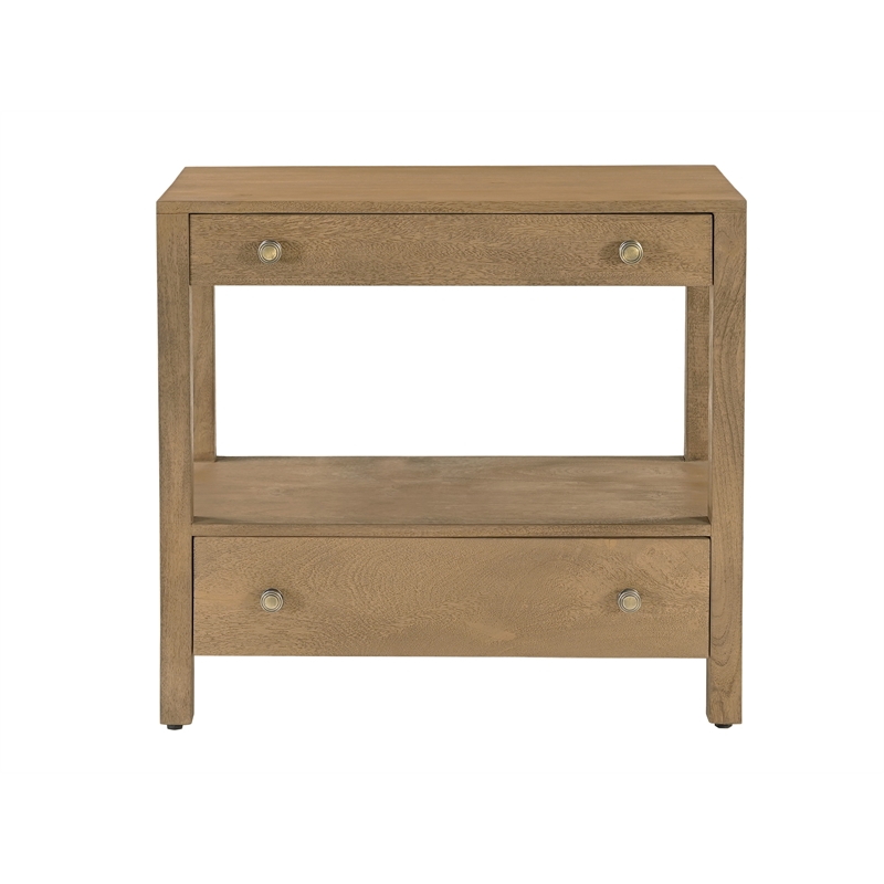 Otis Night Stand with 2 Drawers in Wheat Finish on Solid Wood