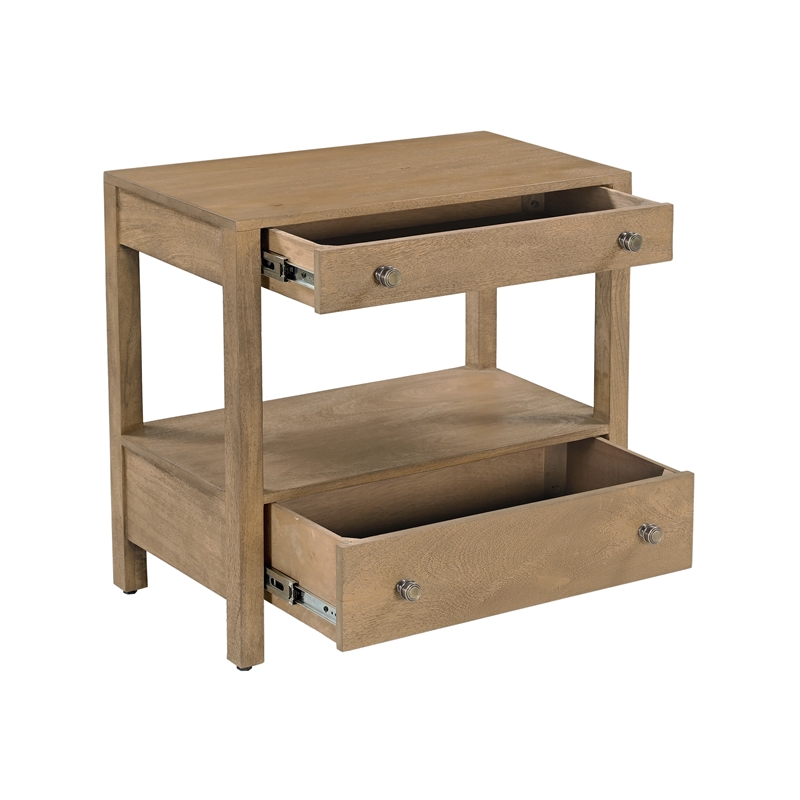 Otis Night Stand with 2 Drawers in Wheat Finish on Solid Wood