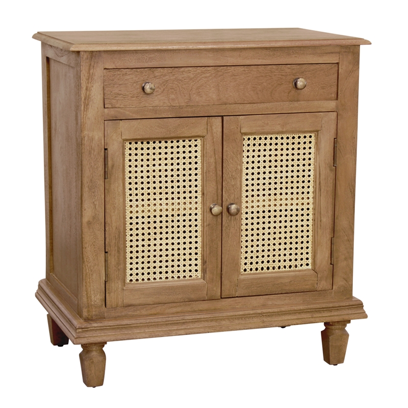 Otis Night Stand/Cabinet with 2 Doors and 1 Drawer in Wheat Finish on Solid Wood