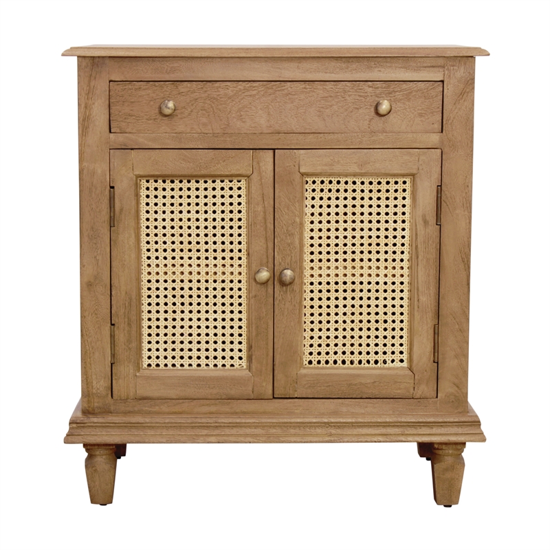 Otis Night Stand/Cabinet with 2 Doors and 1 Drawer in Wheat Finish on Solid Wood