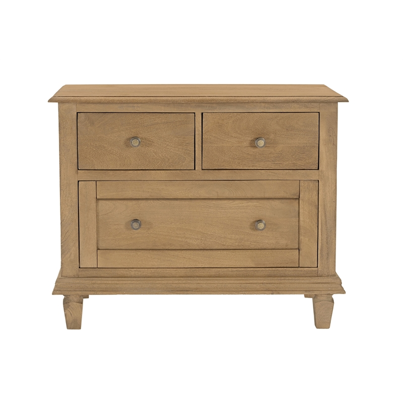 Otis 3-Drawer Nightstand in Wheat Finish on Mango Solid Wood