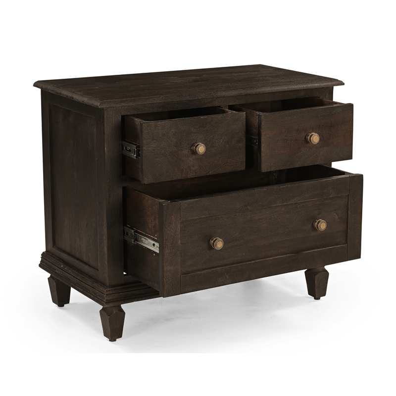 Otis 3-Drawer Nightstand in Barista Brown on Mango Solid Wood