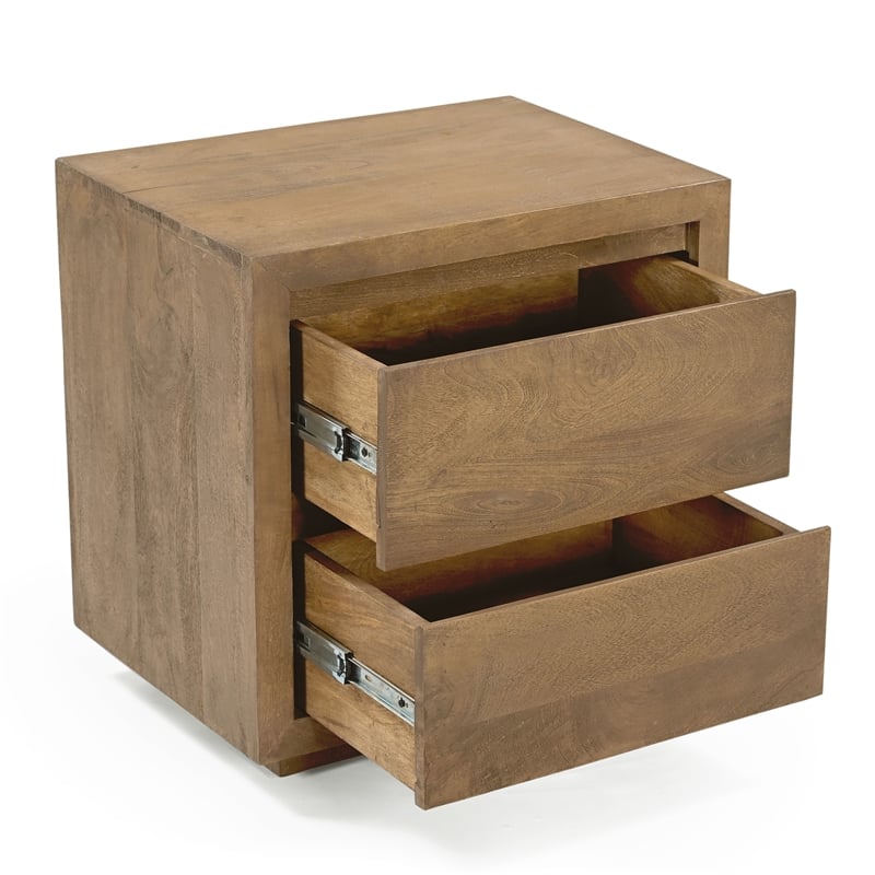 Otis 2 Drawer Night Stand in Wheat Finish on Mango Solid Wood