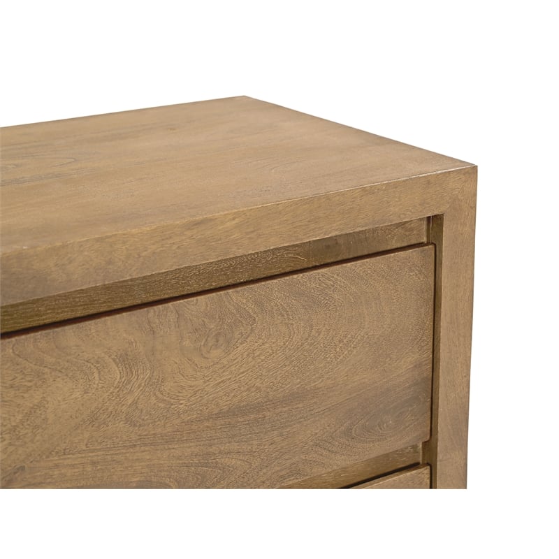 Otis 2 Drawer Night Stand in Wheat Finish on Mango Solid Wood