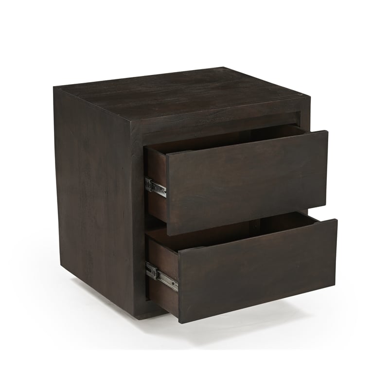 Otis 2 Drawer Night Stand in Barista Brown Finish on Mango Solid Wood