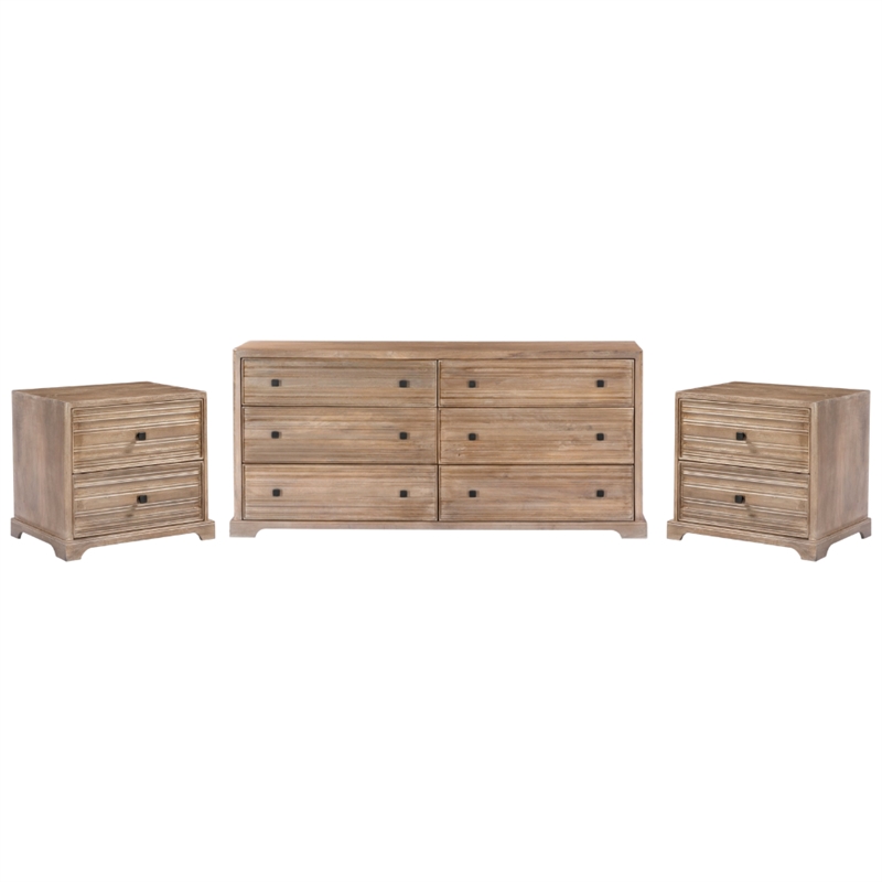 Carmenita Bedroom Set With 1 Dresser And 2 Nightstands In Rustic Light Brown