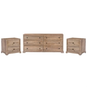 Carmenita Bedroom Set With 1 Dresser And 2 Nightstands In Rustic Light Brown