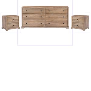 Carmenita Bedroom Set With 1 Dresser And 2 Nightstands In Rustic Light Brown