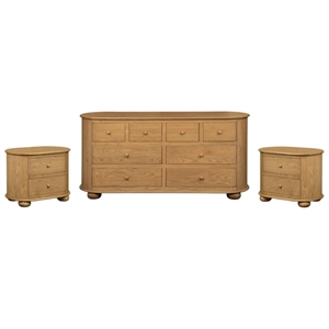 Astrid Bedroom Set With 1 Dresser And 2 Nightstands In Natural Finish