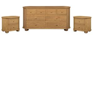 Astrid Bedroom Set With 1 Dresser And 2 Nightstands In Natural Finish