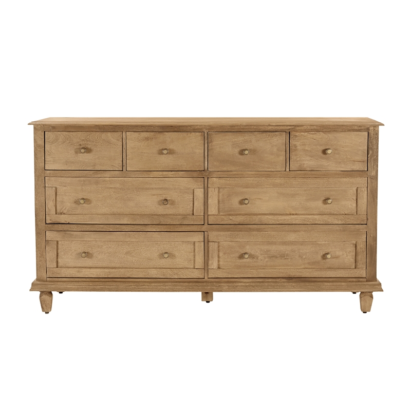 Otis 8 Drawer Double Dresser in Wheat Finish on Mango Solid Wood