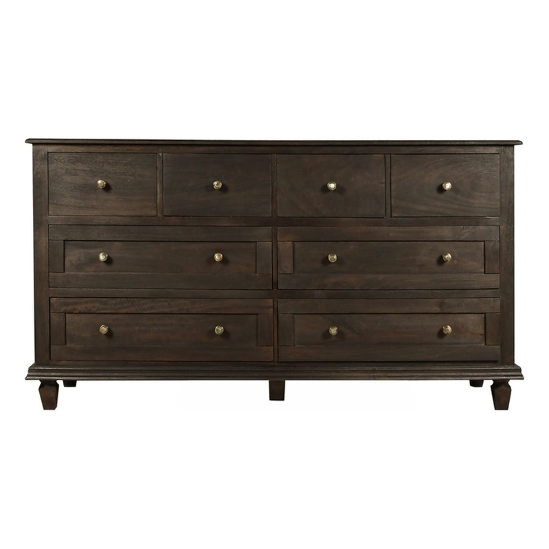 Otis 8 Drawer Double Dresser in Barista Brown Finish on Mango Solid Wood