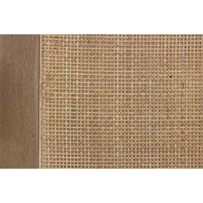 Otis 3-Panel Queen Bed in Wheat Finish on Solid Wood With Cane Detailing