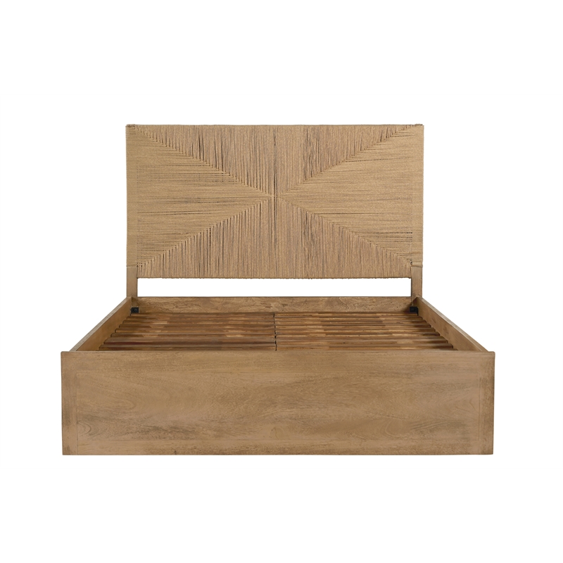 Otis Queen-Size Bed in a Warm Wheat Finish on Mango Solid Wood
