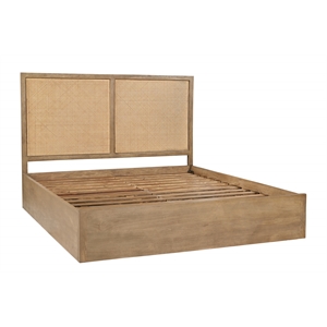 Otis Eastern King Bed in Wheat Finish on Solid Wood with Cane Detailing