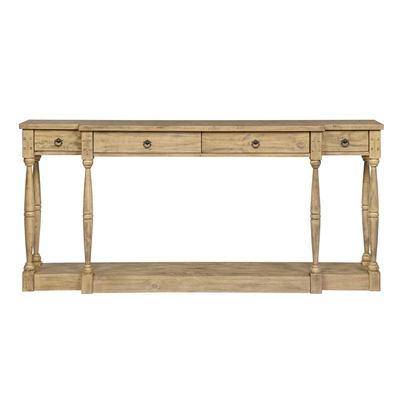 Ravine 4-Drawer Console Table in Toasted Natural Finish on Solid Wood
