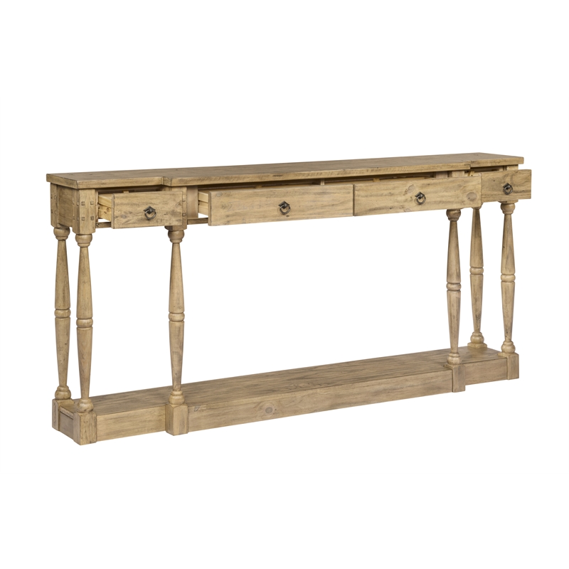 Ravine 4-Drawer Console Table in Toasted Natural Finish on Solid Wood
