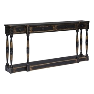 Ravine 4-Drawer Console Table in Deep Brown Finish on Solid Wood