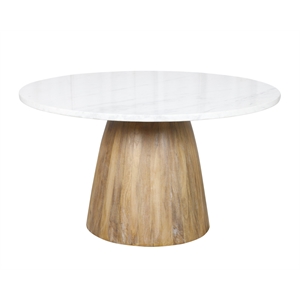 Jaden 54&quot Marble Top Dining Table On Solid Wood Base - Natural White