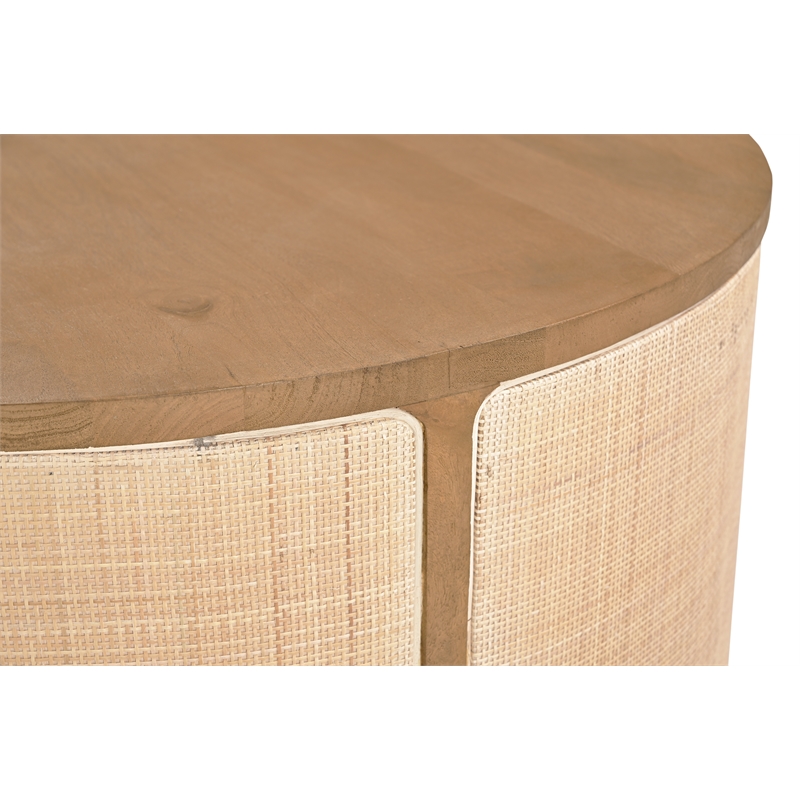 Otis Round Cocktail Table in Wheat Finish on Mango Solid Wood