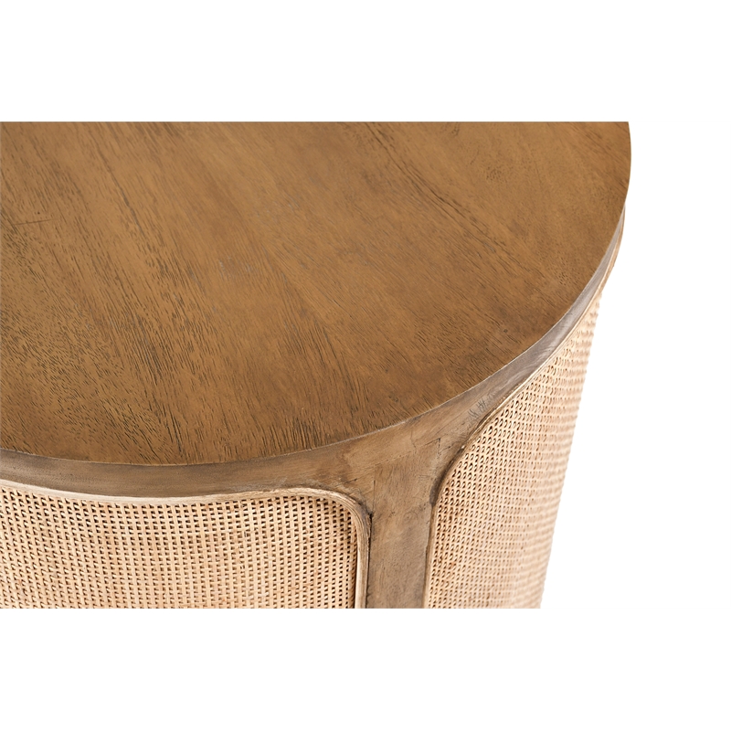 Otis Pacific Round Side Table in Wheat Finish on Mango Solid Wood