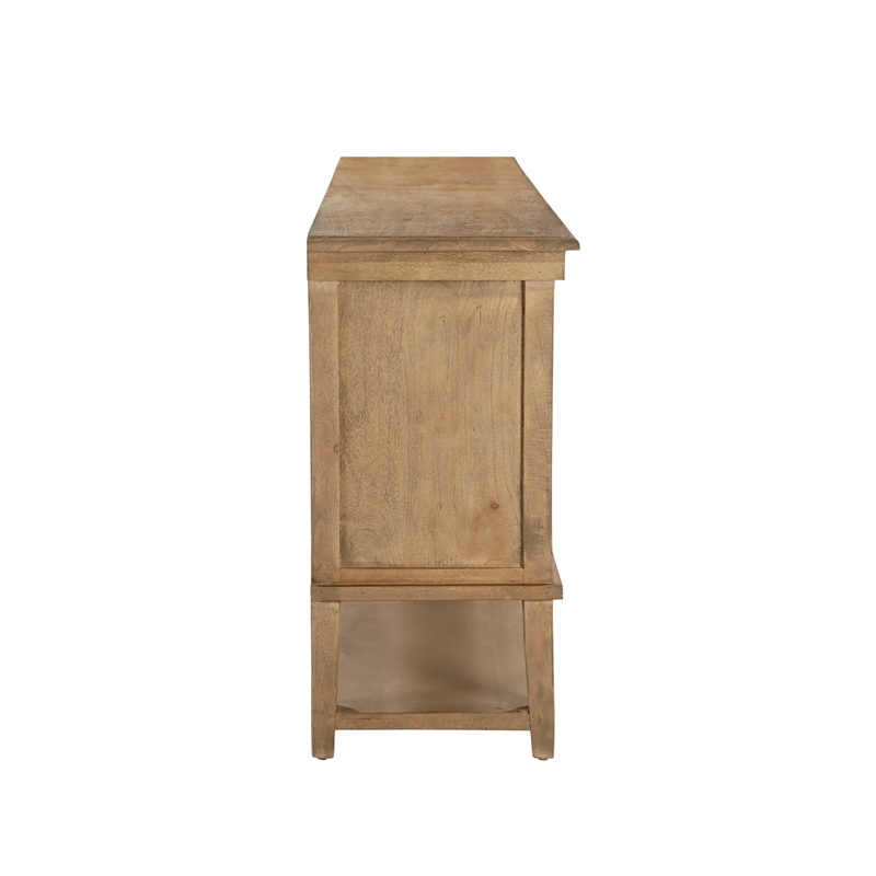 Otis 4-Door Cane Sideboard in Wheat Finish on Mango Solid Wood