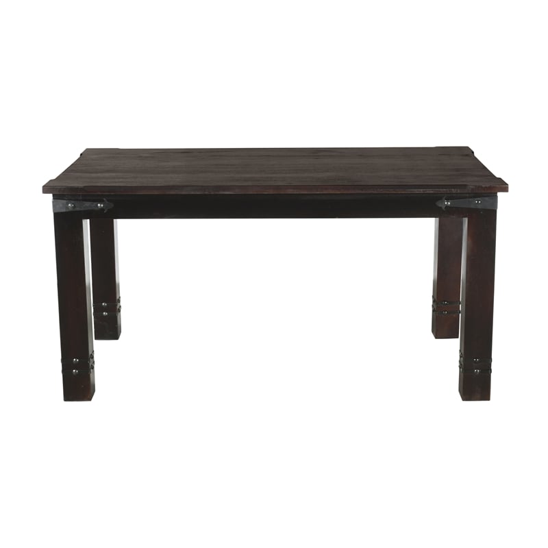 Milan 5' Dining Table with Iron Accents in Dark Walnut Finish on Solid Wood
