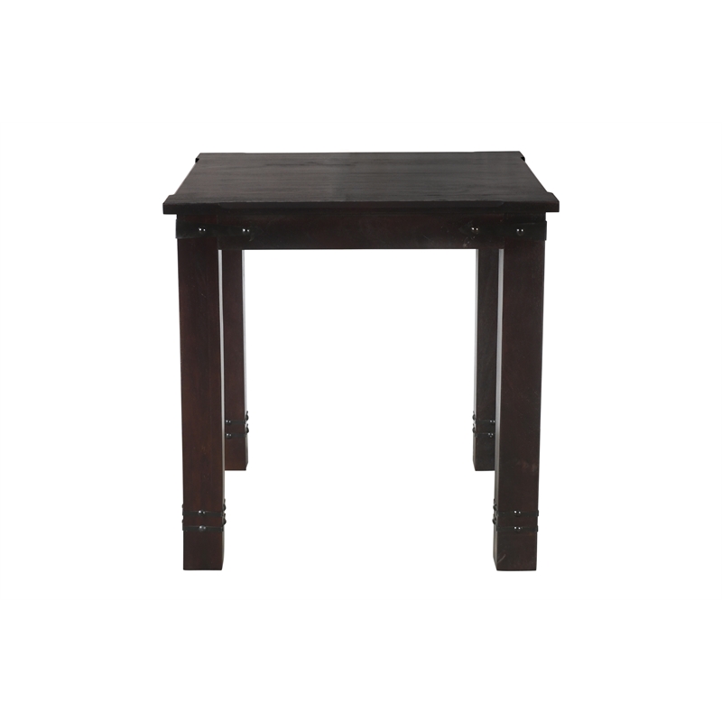Milan Counter Height Table with Iron Accents in Dark Walnut Finish on Solid Wood