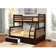 BEKids Traditional Wood Twin/Full Bunk Bed with 2 Drawers in Java Brown