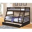 BEKids Solid Wood Twin/Full Bunk Bed with Matching Trundle in Java Brown