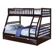 BEKids Solid Wood Twin/Full Bunk Bed with Matching Trundle in Java Brown