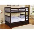 BEKids Solid Wood Full/Full Bunk Bed with Trundle/Storage in Java Brown