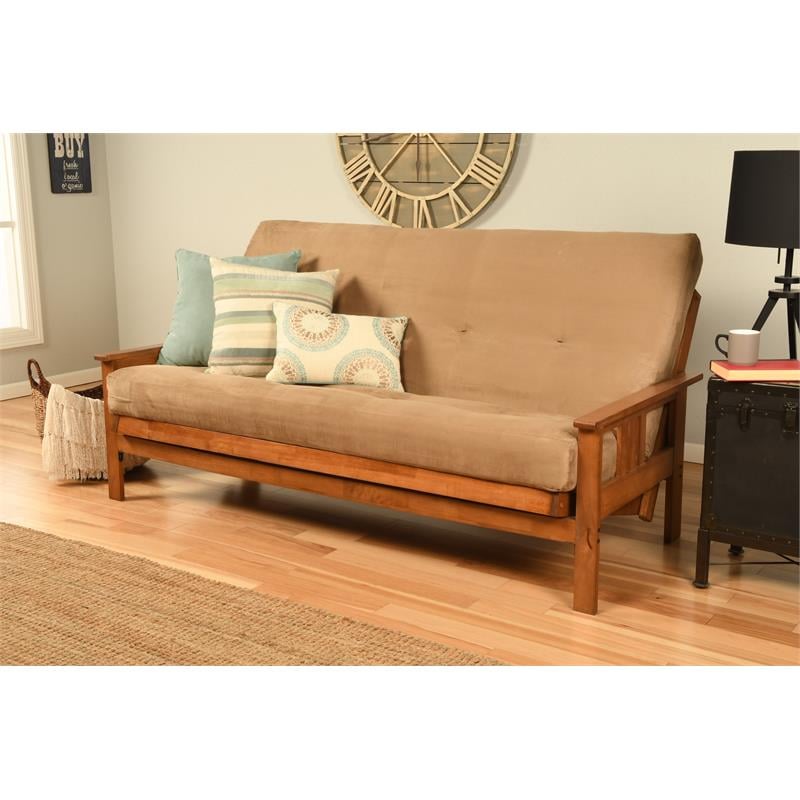 Full-size Suede Peat Fabric Futon Mattress in Brown-Frame Not Included