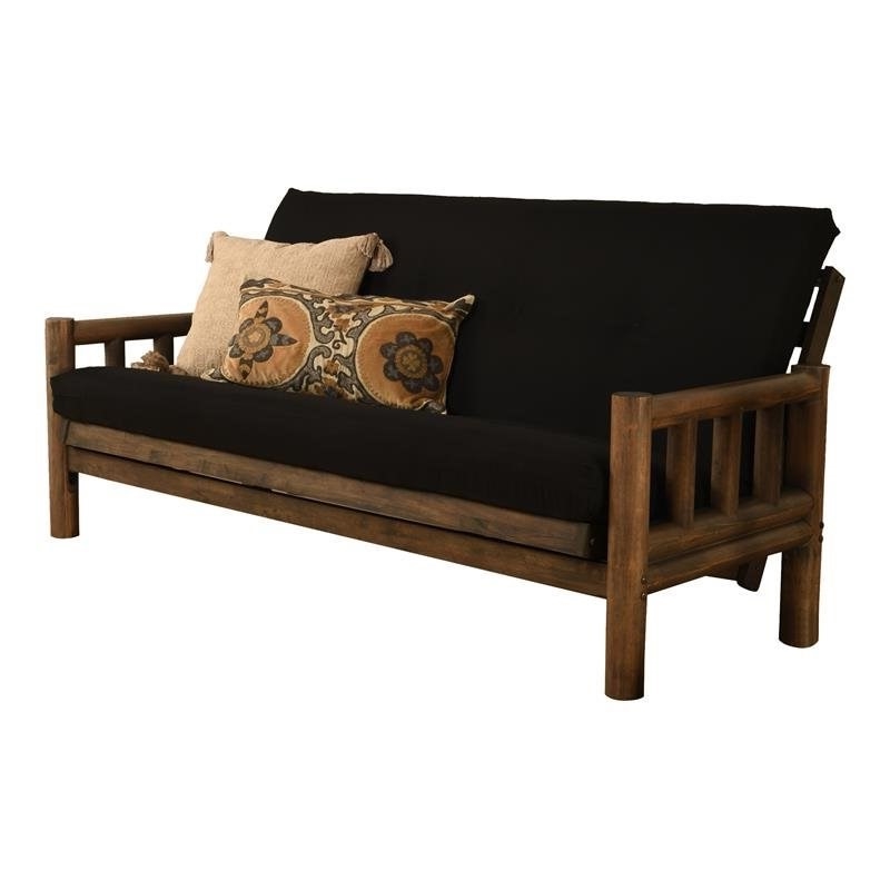 Full-size Twill Fabric Futon Mattress in Black-Frame Not Included
