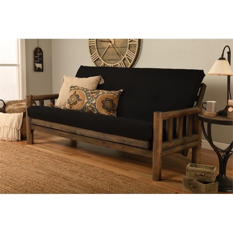 Full-size Twill Fabric Futon Mattress in Black-Frame Not Included