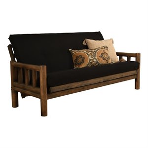 Full-size Twill Fabric Futon Mattress in Black-Frame Not Included