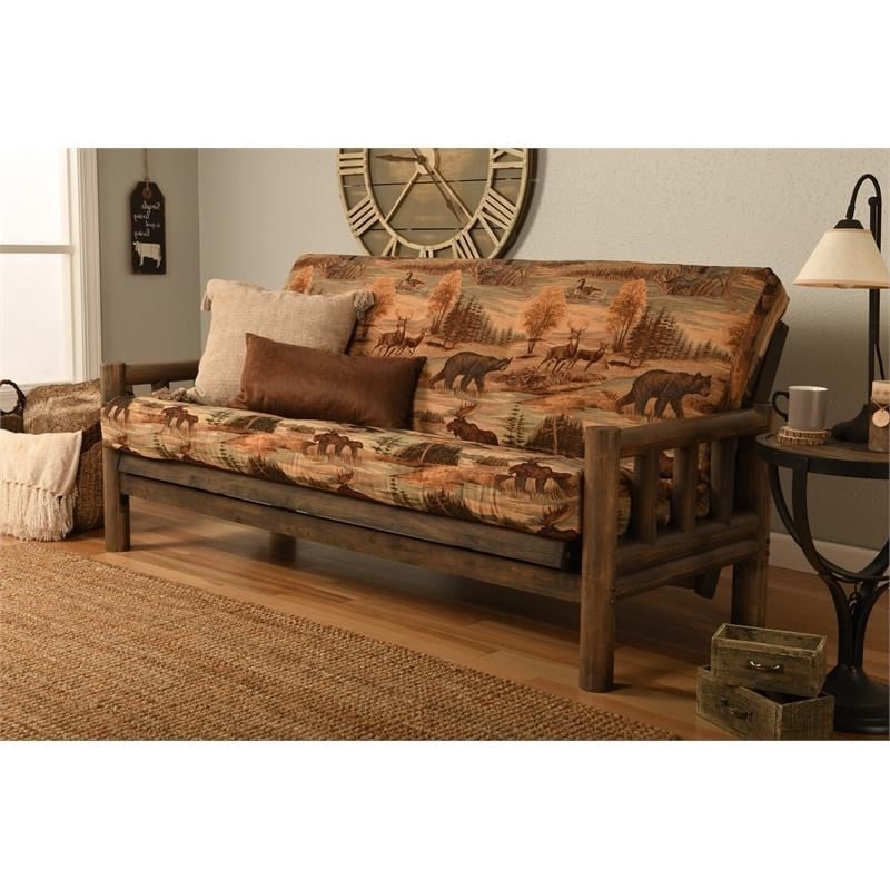 Full-size Futon Mattress in Canadian Brown/ Blue Print-Frame Not Included