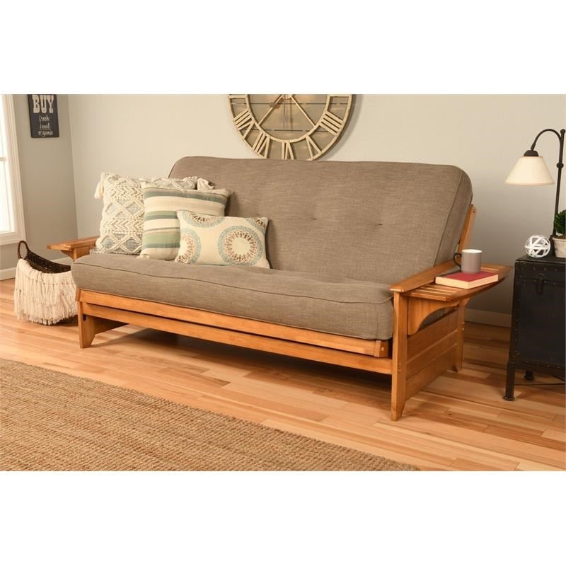 Full-size Linen Fabric Futon Mattress in Stone Gray-Frame Not Included
