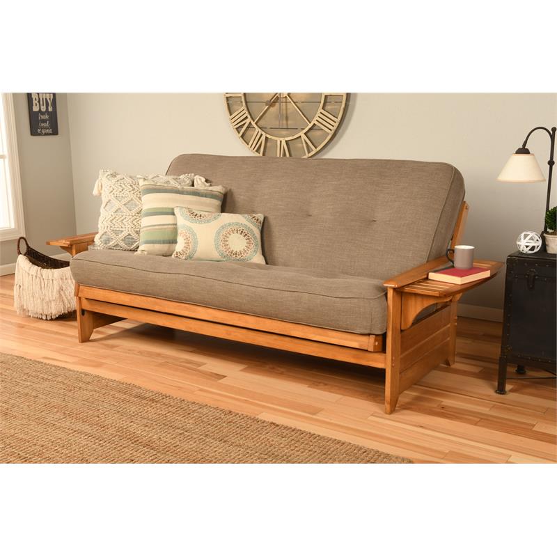 Full-size Linen Fabric Futon Mattress in Stone Gray-Frame Not Included