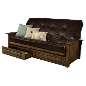 Kodiak Furniture Washington Queen-size Wood Storage Futon-Java Brown Mattress