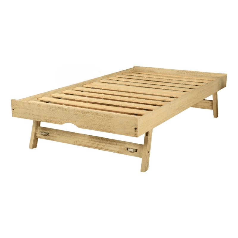 Marisa Pop Up Wood Trundle Bed Frame in White-Mattress Not Included
