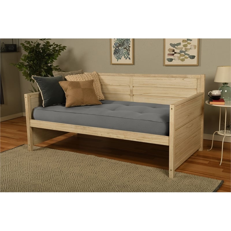 Twin-size Tufted Fabric Daybed Mattress in Marmont Thunder-Frame Not Included