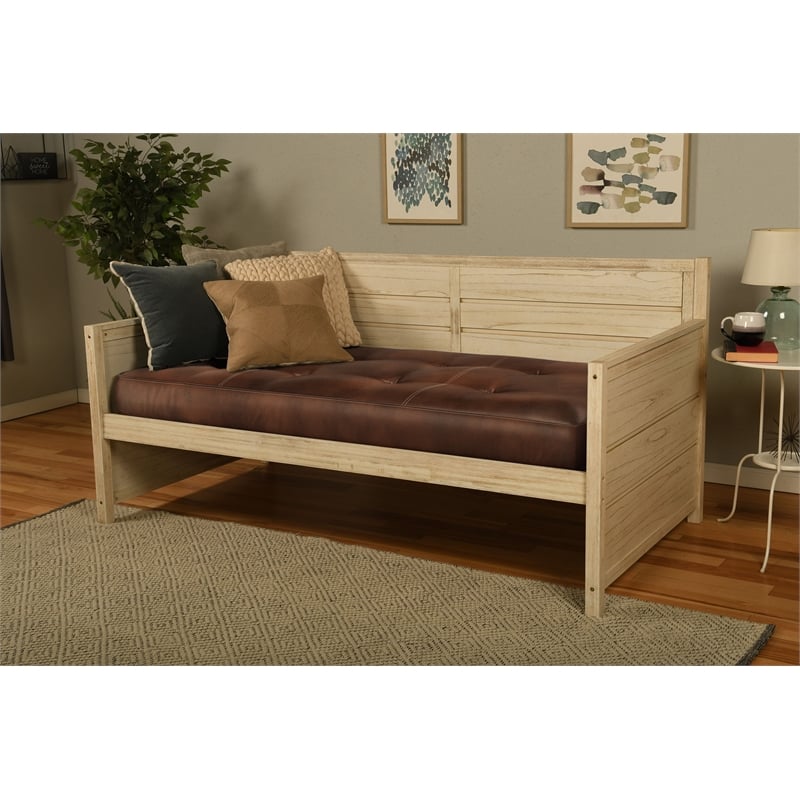 Twin-size Tufted Fabric Daybed Mattress in Saddle Brown-Frame Not Included