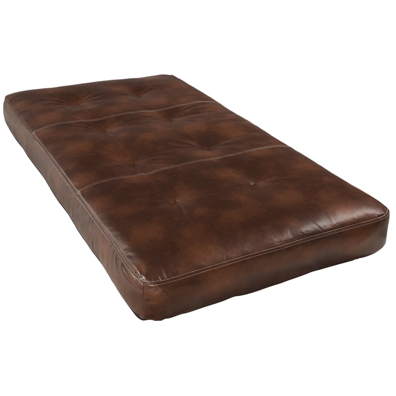 Twin-size Tufted Fabric Daybed Mattress in Saddle Brown-Frame Not Included