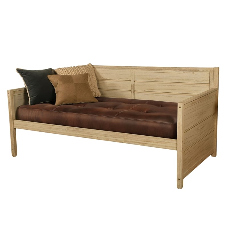 Twin-size Tufted Fabric Daybed Mattress in Saddle Brown-Frame Not Included