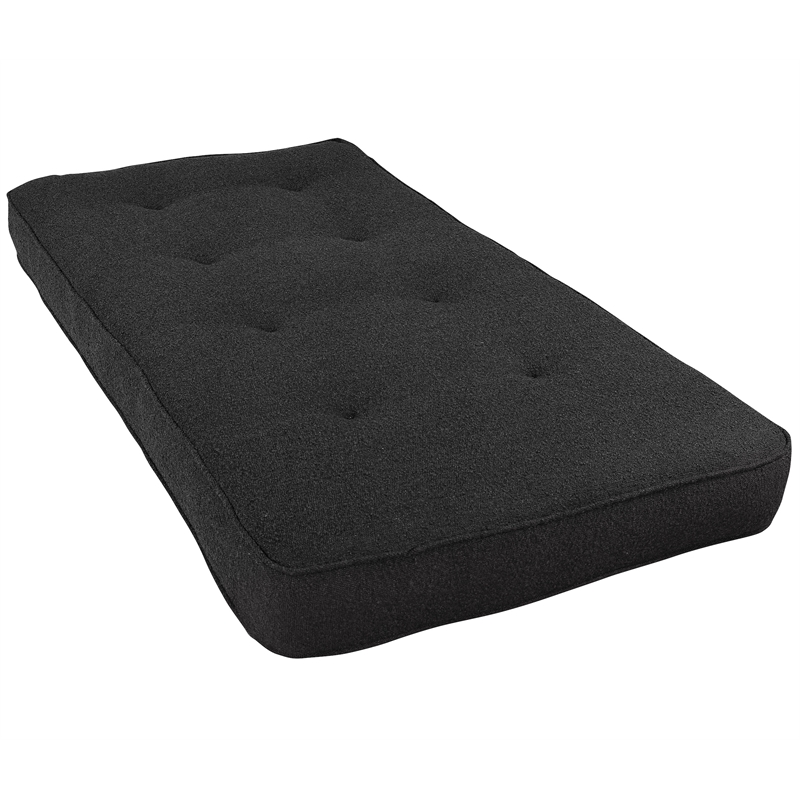 Twin-size Tufted Fabric Daybed Mattress in Canton Black-Frame Not Included
