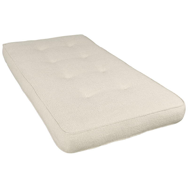 Twin-size Tufted Fabric Daybed Mattress in Canton Cream-Frame Not Included